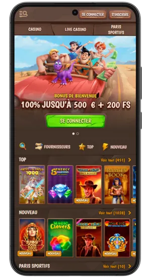 Page d’accueil du casino affichant la section Big Bass Bonanza app