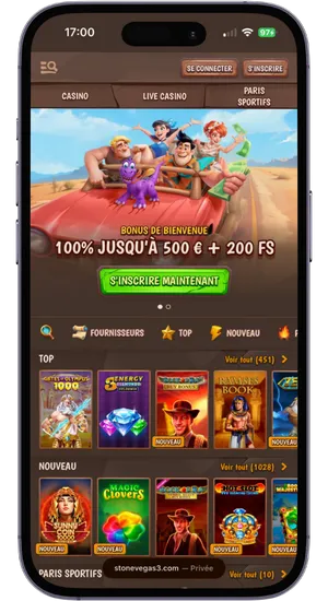 Navigateur Safari sur iPhone affichant la page d’accueil du casino
