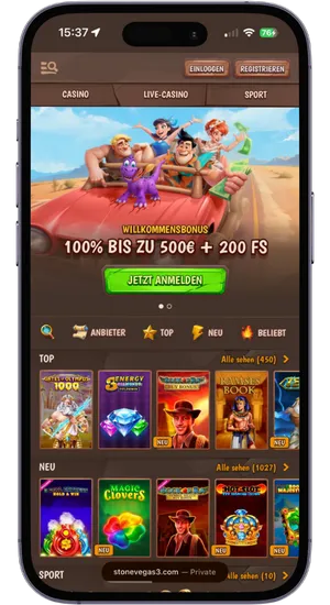 Safari-Browser auf iPhone mit Casino-Startseite