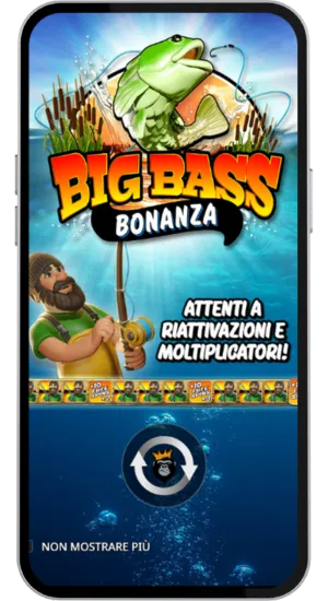 Schermata iniziale di Big Bass Bonanza con il logo del gioco