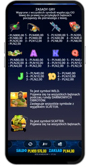 Strona zasad gry z tabelą wypłat symboli w PLN