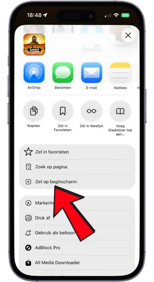 Deelknop in Safari-browser op iPhone