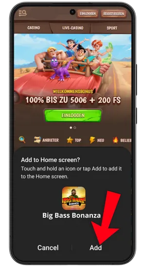 Big Bass Bonanza Verknüpfung zum Android-Startbildschirm hinzufügen