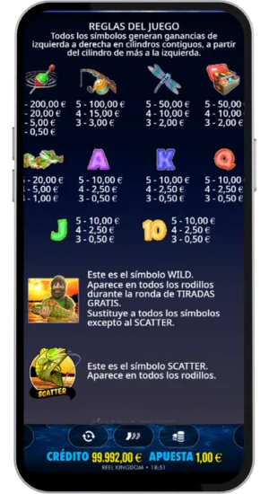 Tabla de pagos y reglas del juego