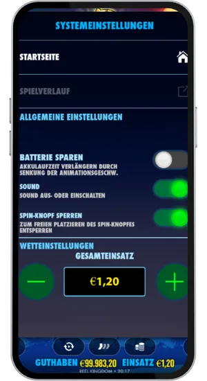 Systemeinstellungen mit Einsatz und Sound Optionen